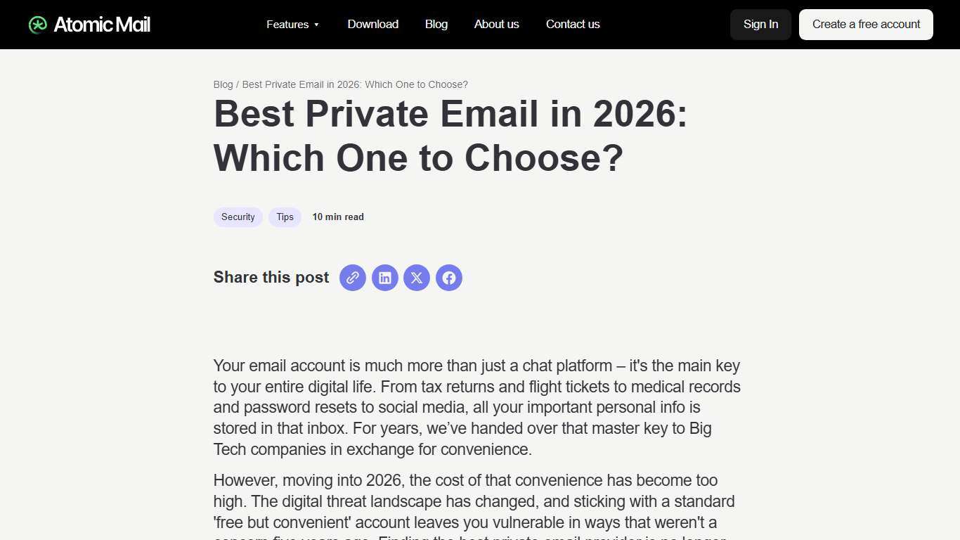 Best Private Email in 2026: Which One to Choose?